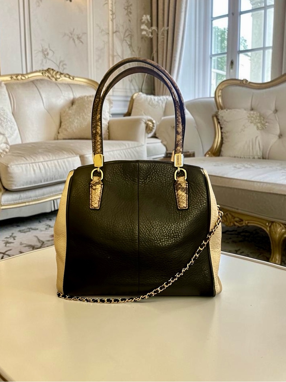 COACH Exotic Trim Minetta Satchel – Black/Cream Colorblock - Picture 3 of 5